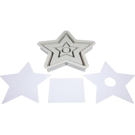 Moule ETOILE en silicone avec porte-bougie, 16 pces., 18,5x18,5x2,5cm, 3 pochoirs, 4 formes, béton créatif, résine époxy, décoration, porte-bougie-36168000 (1/5)