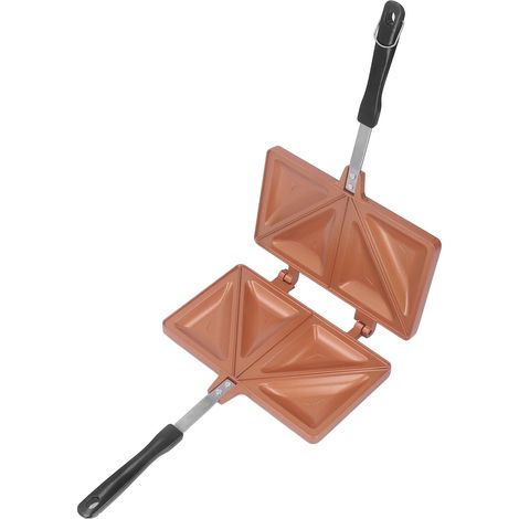 Appareil à sandwichs chauds en alliage d'aluminium, grille-pain à hot-dogs, poêle à frire double face, plaque de cuisson pour sandwichs, couleur or (1/5)