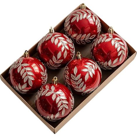 Kit De Boules De Noël De 8 Cm À Suspendre Pour Sapin Et Décoration De Table, Convient Pour Les Vacances Et Une Utilisation Saisonnière En Intérieur (Rouge) (1/5)