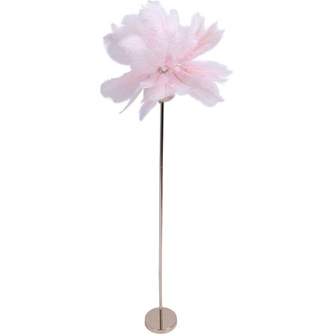 Lampe sur pied décorative 156 cm à plumes, LED 3 températures de couleur, variateur tactile, USB rechargeable, salon chambre, rose (1/5)