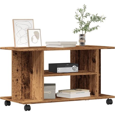 TV-Regal mit Rollen Altholz-Optik 80x40x45 cm Holzwerkstoff