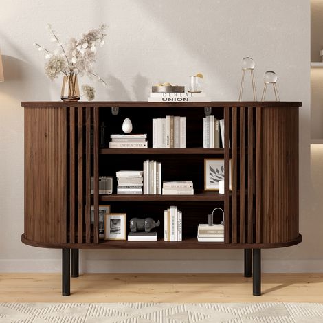 120x40x80 cm Sideboard, Buffet-Aufbewahrungsschrank, Walnuss-Optik, Anrichte (1/5)