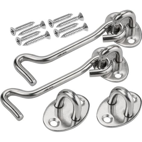 Loquet de cabine 2 pièces avec vis de montage pour fenêtre, porte de grange, abri de jardin, garage (10 cm) Argent