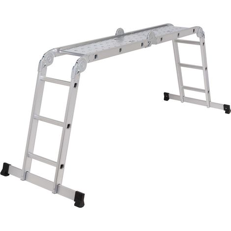 TOOLCRAFT  TO-10104645 Aluminium Multifunktionsleiter klappbar Arbeitshöhe (max.): 4.3 m Silber  15.