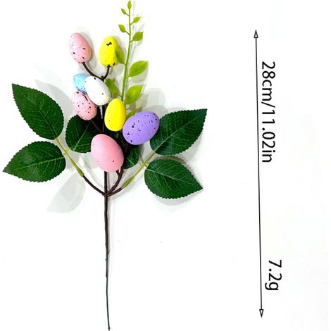 Bouquet De Fleurs Artificielles - Branches D'oeufs De Pâques En Plastique - Décoration De Printemps Pour Vase Jardin Intérieur - 28 cm (1/4)