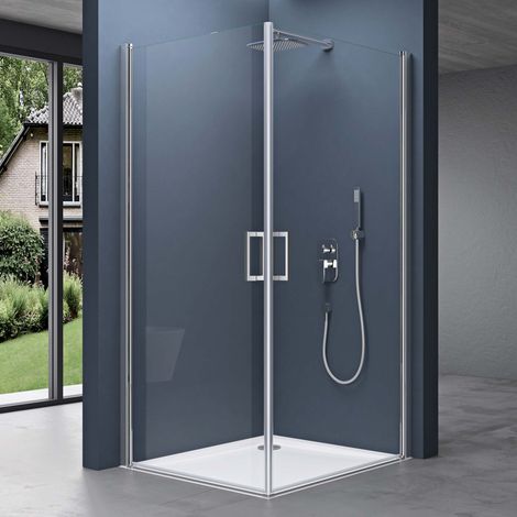 doporro Eck-Duschkabine 90x90x195cm inklusive Duschwanne Duschabtrennung Hebe- und Senkmechanismus Eckdusche ESG-Sicherheitsglas Klarglas mit beidseitiger Easy-Clean-Beschichtung Ravenna24K (1/5)