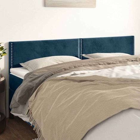 vidaXL Têtes de lit Bleu foncé 200 x 5 x 78/88 cm Velours (1/5)