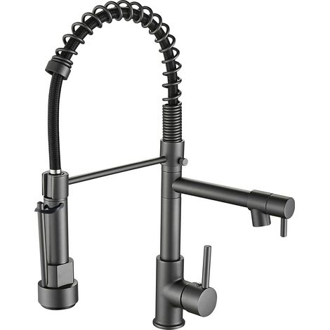 (8100H-G1/2) Robinet de cuisine avec douchette extractible, bec haut, poignée unique, ressort. (1/5)