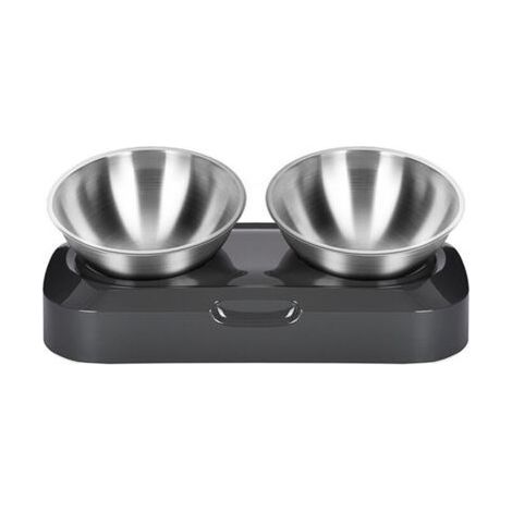 Gamelle surélevée pour chat en acier inoxydable, double bol (1/5)