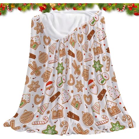 Couverture de Noël Plaids de Noël pour Le Canapé en Polaire
Couverture de Noël en Pain d'épice Bonhommes de Neige Arbres de Noël Plaid 100 x 150 cm (1/5)