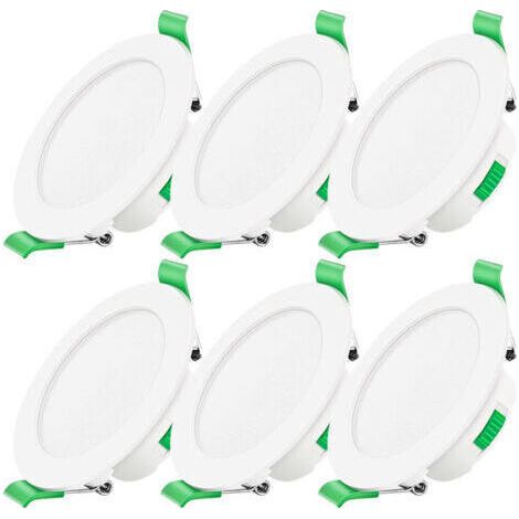 Spot LED Encastrable Dimmable 230V 7W Spot Plafond Étanche IP44 Réglable Plafonnier Encastré pour Salle de Bain, Salon, Lot de 6, Rond, [Classe énergétique D]