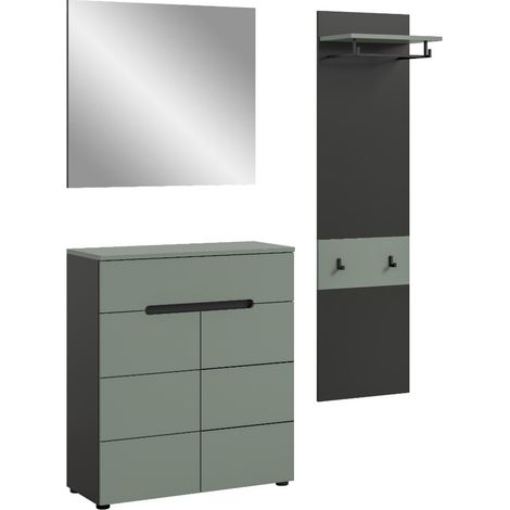 Canu ensemble d'armoires de rangement C17 vert poussiéreux, gris foncé.