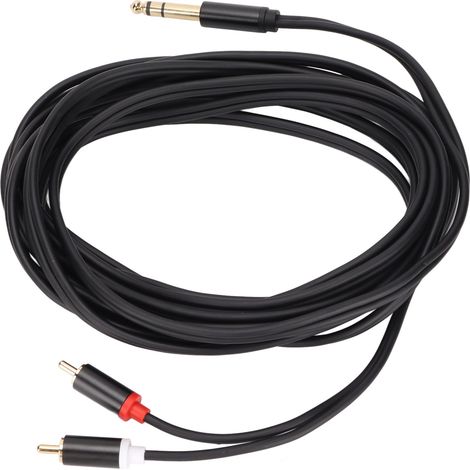 Câble RCA plaqué or 6,35 mm vers 2 RCA mâles, série 1/4 pouce, adaptateur audio stéréo en Y, câble RCA de 5 m (1/5)