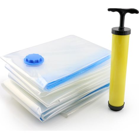 Sacs de rangement sous vide avec pompe, lot de 6 sacs, 120 x 80 cm, transparents-AquaForge
