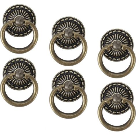 Lntyq 6 Pièces Poignée Meuble Vintage Boutons de Tiroir Vintage Porte de Placard Boutons, Commode Ancien Poignet Antique Rétro Tiroir Alliage de Zinc Bronze Poignee de Meuble Vintage pour Cuisine Armo
