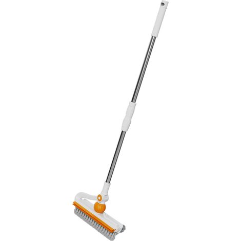 Brosse de sol à long manche pour nettoyer terrasse, salle de bain, garage, cuisine, blanc simple