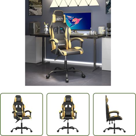 vidaXL Chaise de jeu avec dossier réglable - Chaise de jeu Noir et doré Similicuir (1/5)