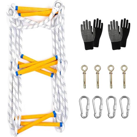 Echelles de Corde de sécurité, échelles de Secours, échelles d'incendie d'urgence, échelle Pliante Portable, echelle de Toit avec Crochet, pour fenêtre Balcon Balustrade Adultes (5m) (1/4)