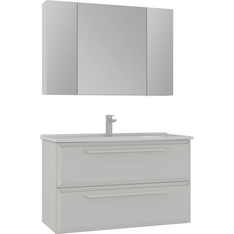 Ensemble Meuble Vasque avec Miroir (2 Pièces) "Nuvola 100 v2" - 100 x 50 x 62 cm - Cashmere (1/3)