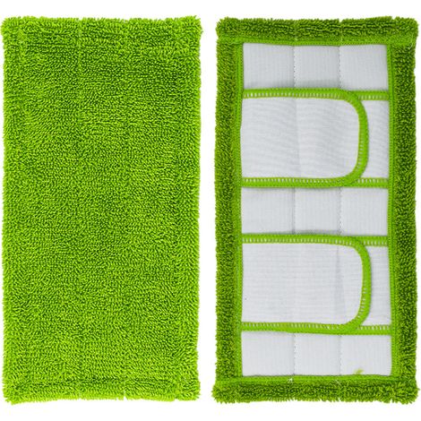 Lingette de Rechange pour Balai à Franges Microfibre Utilisable pour Nettoyage Humide et Sec Maison Réutilisable,2 piece-vert (1/5)