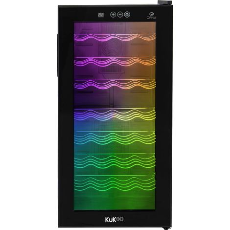 Kukoo – Cave à vin sous plan 78 L – Capacité 28 bouteilles – Refroidissement thermoélectrique silencieux – Éclairage LED 7 couleurs – Plage 8-18°C