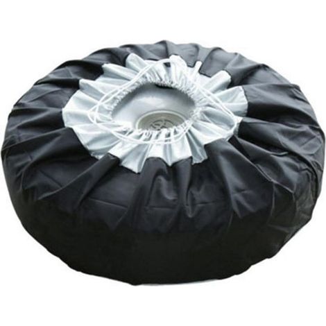 Protection de pneu de voiture - Noir et argent - Housse de roue de secours 13-19 pouces et 17-22 pouces - Avec poignée de transport (1/4)