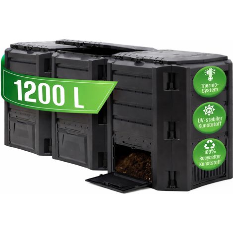 DEUBA® Komposter Gartenkomposter 380L - 1600L  witterungsbeständig Deckel klappbar Thermokomposter Schnellkomposter  1200 Liter