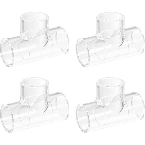 4Pcs Transparent Acrylic Pipe Elbow, 20mm/0.79" 3 Way Elbow T-Shape Pipe Fitting Adapter for Aquariums Water Tank Fish (1/5)
