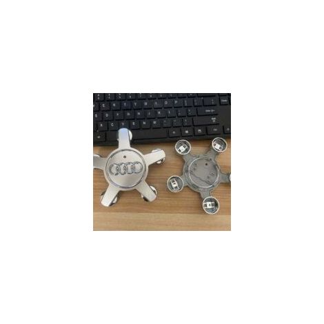 Jeu de 4 enjoliveurs 4f0601165 N Emblème de roue, pour enjoliveurs Audi 135 mm (argent) (1/2)