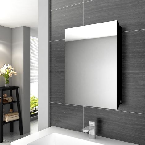 ELEGANT Led Illuminated Bathroom Mirror Cabinet Wall Mounted with Shaver Socket & Button Switch 500mm x 700mm For Makeup Cosmetic Shaver Charging