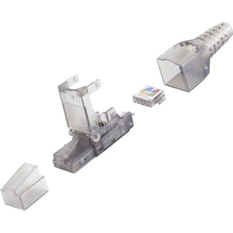 BKL Electronic Spina RJ45, senza attrezzi, UTP, CAT 6A 10121200 Spina dritta Numero di poli 8P8C Trasparente 1 pz.