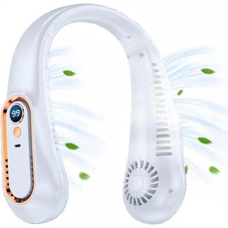 Ventilateur de cou rechargeable sans fil, 5 vitesses, blanc (1/2)