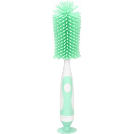 Brosse de nettoyage 360° pour biberons en silicone,tétine et biberon,couleur vert,rotation complète (1/5)