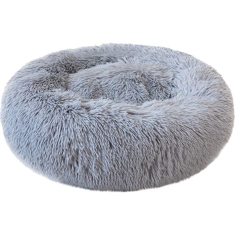 Lit Chien Donut - Coussin Rond Anti-Stress pour Chiens Moyens à Grands - Fond Antidérapant - Lavable en Machine - 80 cm