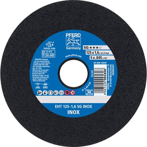 PFERD TOOLS Trennscheibe EHT 125x1,6x22,23 mm gerade Leistungslinie SG INOX für Edelstahl 25 Stk