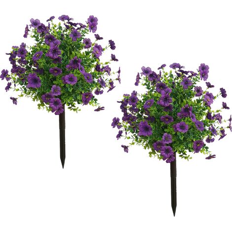 Set mit 2 lila Eukalyptus-Bodenpflanzgefäßen zur Terrassendekoration, künstliches Grün für den Außenbereich für Frühling/Sommer (lila) (1/2)