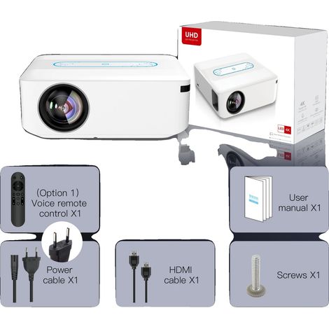 Projecteur, 1080P natif, connectivité WiFi double, BLANC, 100V-240V Prise EU-a (1/2)