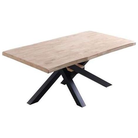 Mesa de comedor fija Xena 180 tapa con forma acabado roble nordish/negro, 76 cm(alto)180 cm(ancho)100 cm(largo) (1/2)