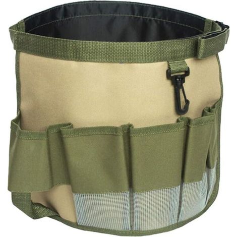 Gartenwerkzeug-Gürteltasche, 600D wasserdichter Oxford-Stoff, Eimer, Werkzeugtasche, multifunktional, faltbar, transparente Taschen, Gartenwerkzeug-Organizer, Werkzeugtasche, Grün (35 x 27 cm)
