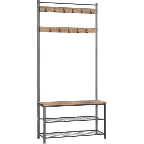 ACAZA Grand Porte-manteau XL avec Porte-chaussures - Porte-manteau et porte-chaussures -175 cm de haut et 85 cm de large - Couleur Bois de frêne (1/5)