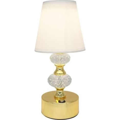 ACKERMAN – Lampe de chevet tactile dimmable 3 W, 3000K-6000K, abat-jour en tissu or, base antidérapante, batterie 2000 mAh (1/5)