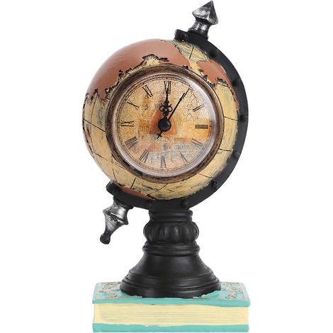 Retro-Globus im nordischen Stil aus Kunstharz, dekorative Uhr für Büro, Wohnzimmer, Arbeitszimmer und Arbeitsplatz, Vintage-Ornament (1/5)