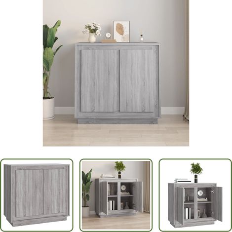 Holzwerkstoff - Sideboard Grau Sonoma 80x34x75 cm Holzwerkstoff (1/5)