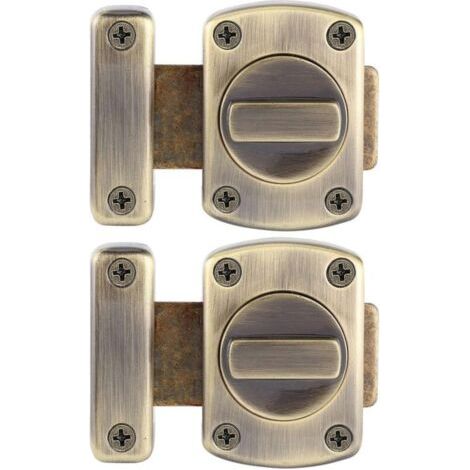 2pcs loquet verrou porte Coulissante acier inoxydable, Serrure de salle Verrous de sûreté à bouton Loquet Porte de bain Verrou Portail de fenêtre de cabinet verrous de sécurité loquet Vert Bronze