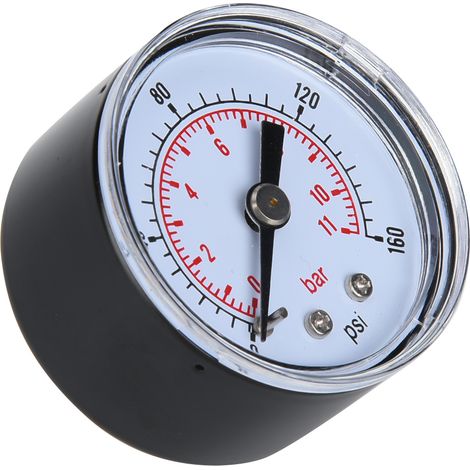 Mechanisches Manometer für Luft, Öl und Wasser, 1/8 Zoll BSPT-Rückanschluss (0-160 psi 0-11 bar) (1/5)