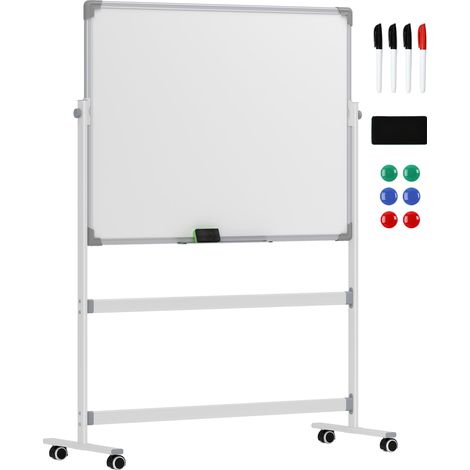 Lavagna Bianca Magnetica a 2 Facce con Accessori e 4 Ruote 127x50x165 cm (1/5)