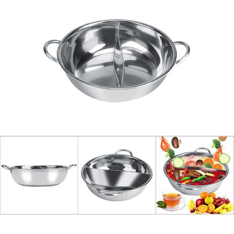 Dickwandiger 31 cm Edelstahl-Topf, induktionsgeeignet, zwei separate Fächer (1/5)