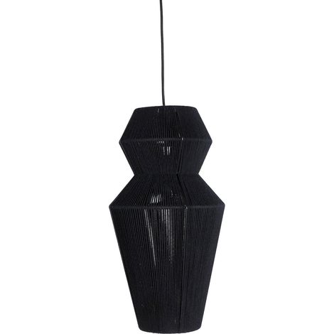 Suspension bohème en coton noir et fer style ethnique chic - Noir profond tressé (1/4)