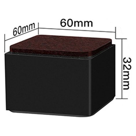 Rehausseurs de meubles carrés en acier au carbone 60 x 30 mm - Augmenteurs de hauteur pour tables, canapés et lits B (1/3)