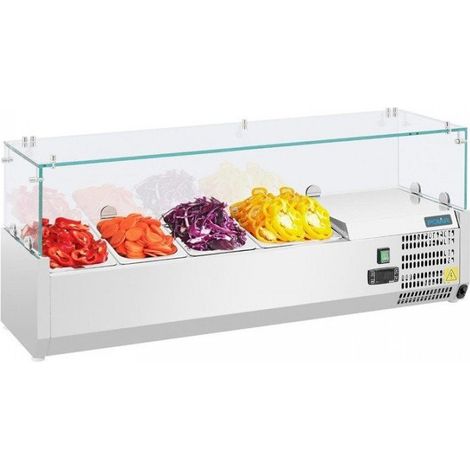Vitrine inox réfrigérée à ingrédients 3 x GN 1/3 (P)100 mm, 1 x GN 1/2 (P)100 mm, 150 W, 220 V - MONO